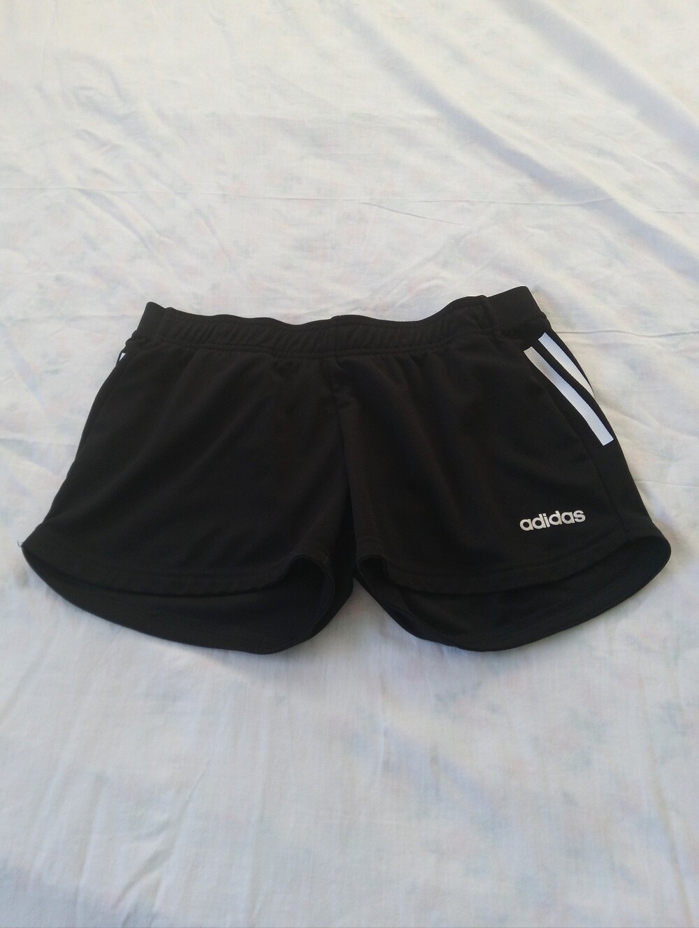 adidas Black Athletic Shorts with White Side Stripes